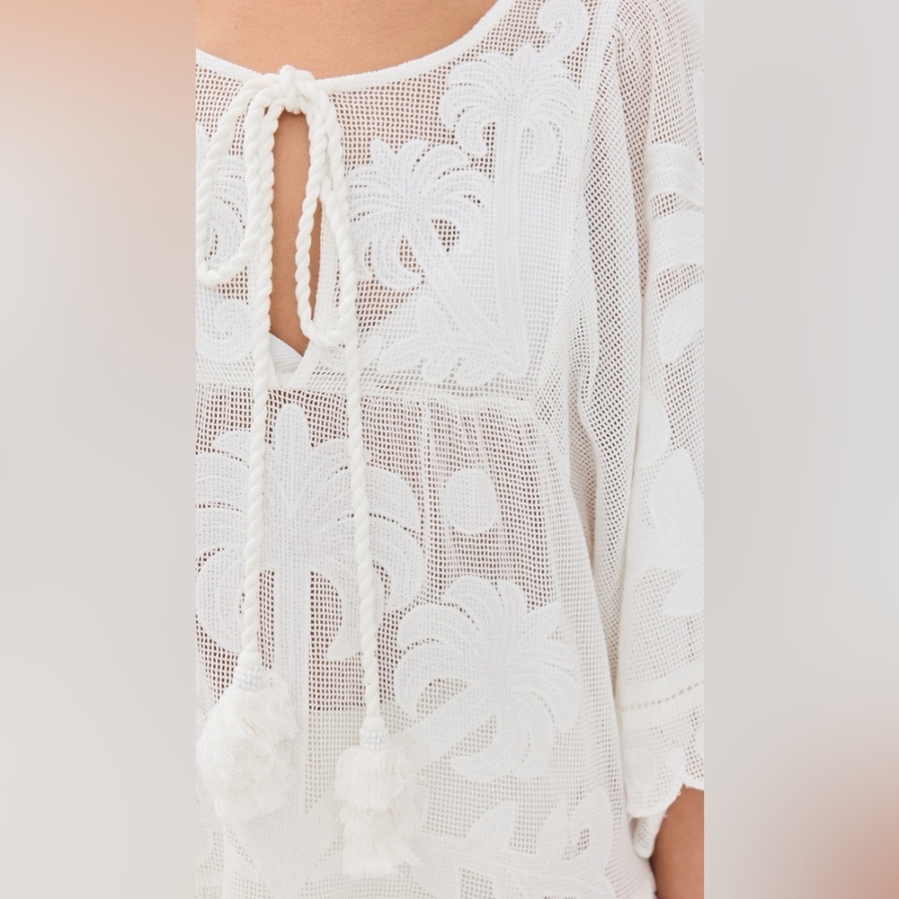 NWT Farm Rio Palm Tree Cutwork White Dress - Picture 5 of 9